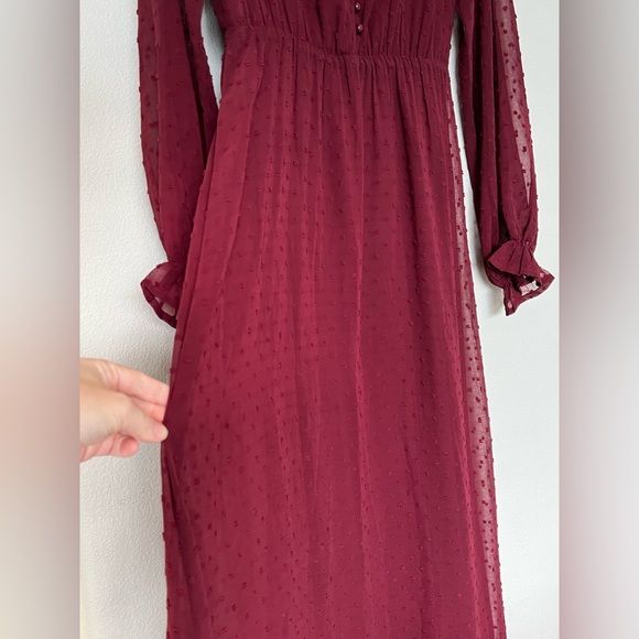 Citrus and Lemon Burgundy Red Holiday Maxi Dress - Picture 7 of 7